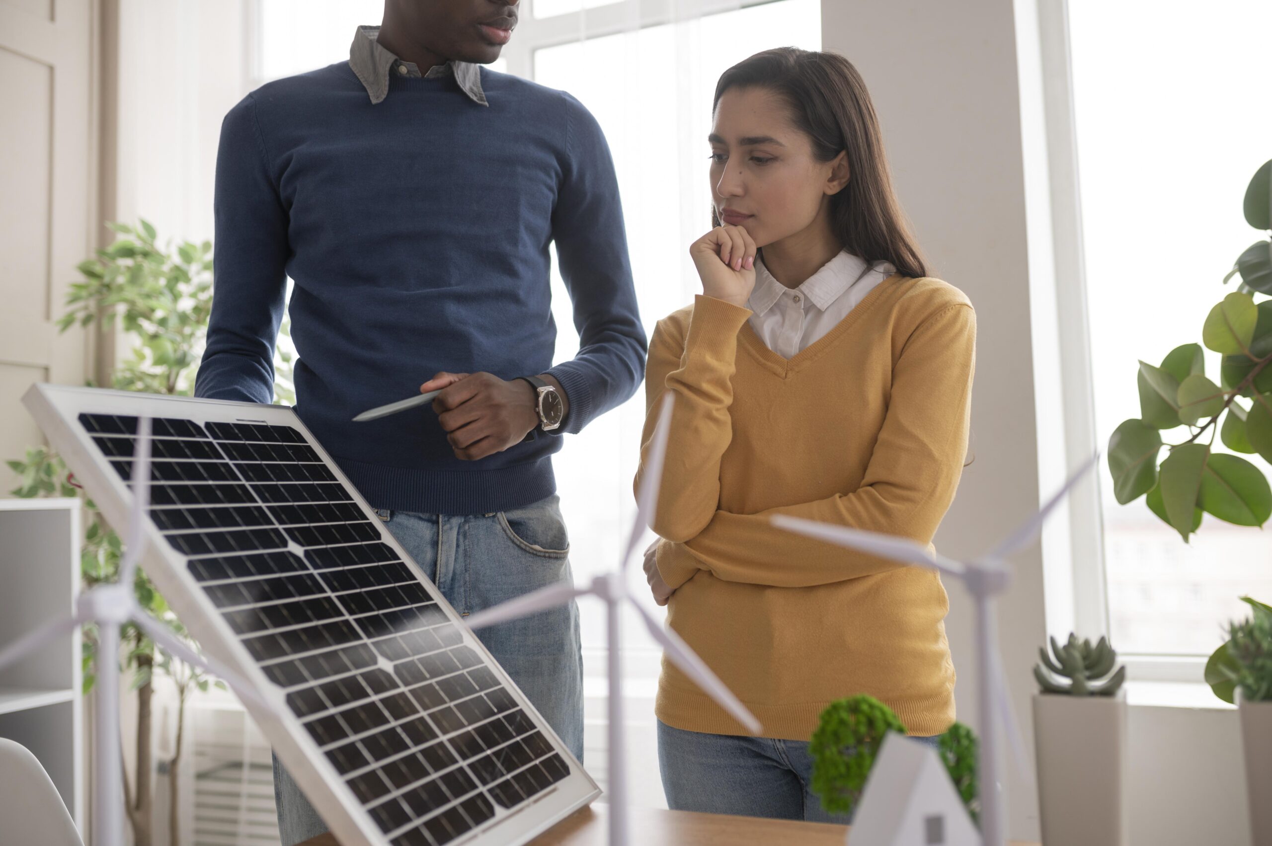Solar panel installation on residential roof